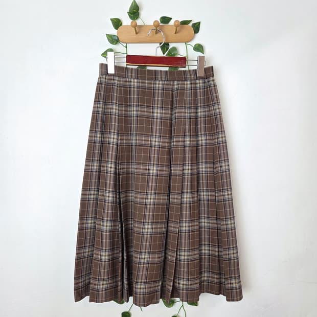 썸머울 체크 롱스커트