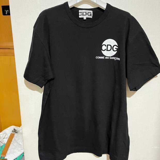 (XXL) 꼼데가르송 CDG 로고 반팔 티셔츠 블랙