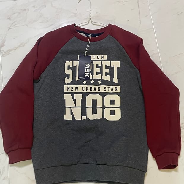 ASH KIDS 회색/와인색 맨투맨 티셔츠