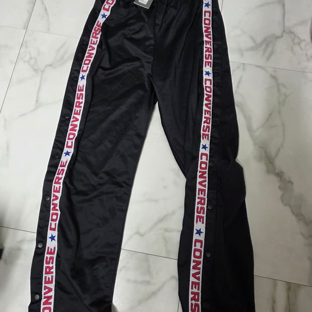 컨버스 로고 라인 웜업 팬츠 블랙 L 