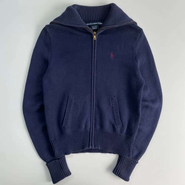 Polo 폴로 랄프로렌 우먼스 네이비 코튼 업카라 가디건