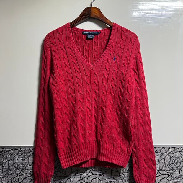 폴로 랄프로렌 케이블 니트 레드