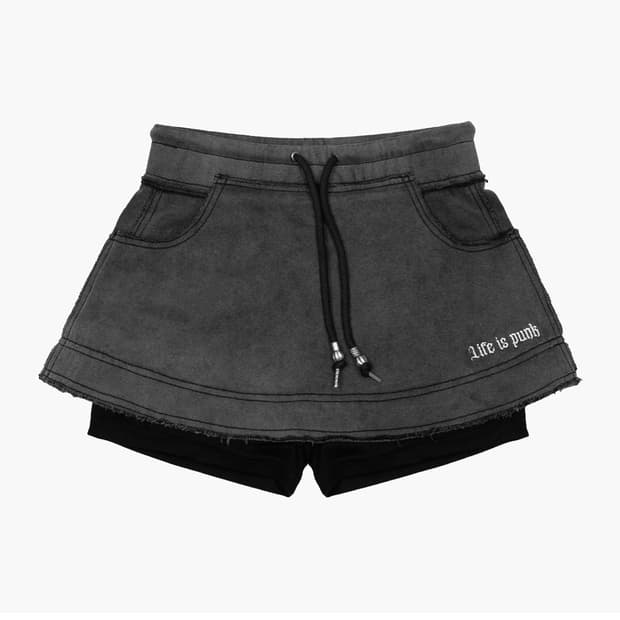 러프넥 로우 스티치 팬츠 스커트