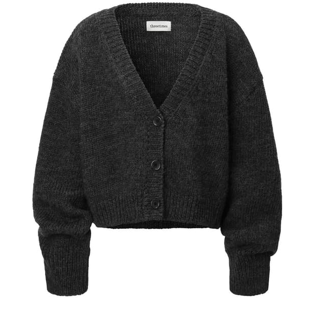 쓰리타임즈 파우더가디건 오버핏가디건 니트