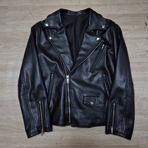 블랙 레더 라이더 가죽자켓 XL(105)
