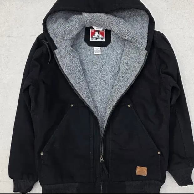 XL 벤데이비스 블랙 쉐르파 라인 후디드 워크 자켓 칼하트 베이프