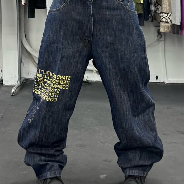 펠레펠레 레터링 올드스쿨 데님팬츠