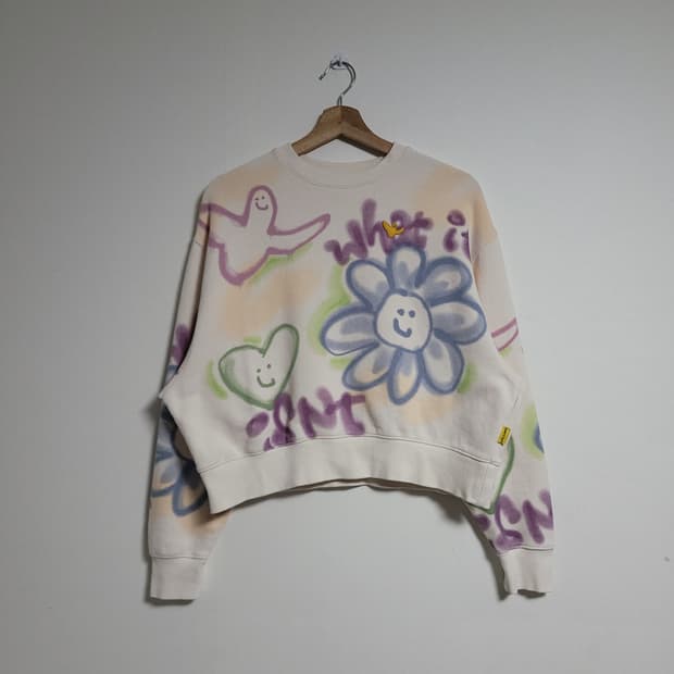 (F) 마크 곤잘레스 맨투맨 페인팅 티셔츠 크롭