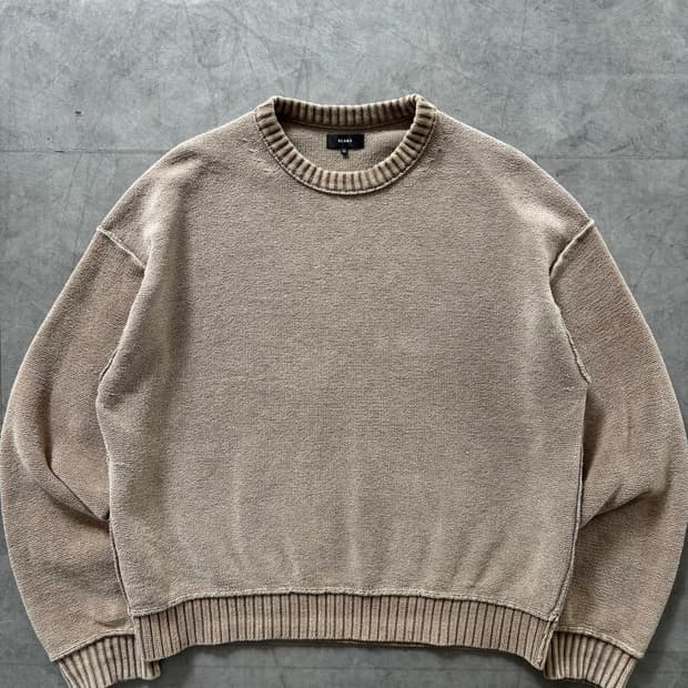 Beams 빔즈 베이지브라운 크루넥 니트 