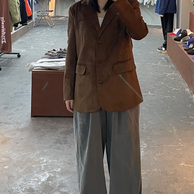 더오픈프로덕트 브라운 스웨이드 자켓 H1273