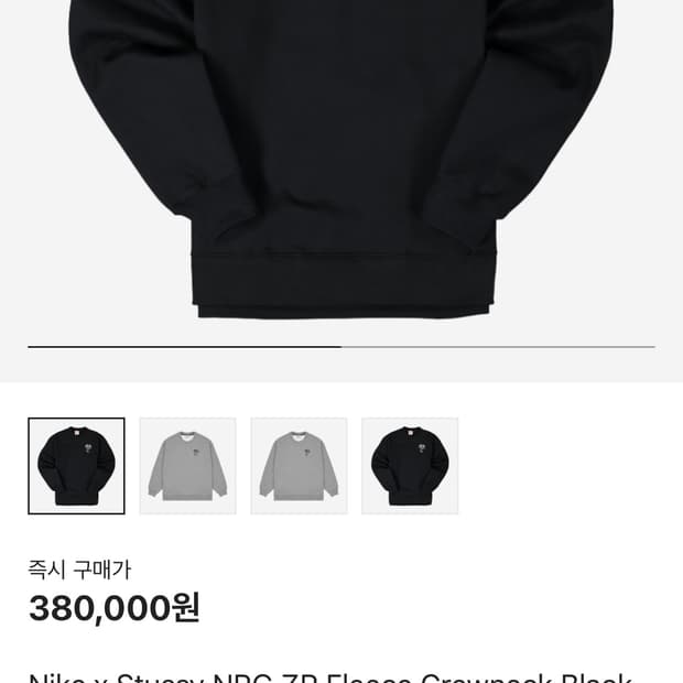 나이키 스투시 NRG 플리스 크루넥 블랙 L