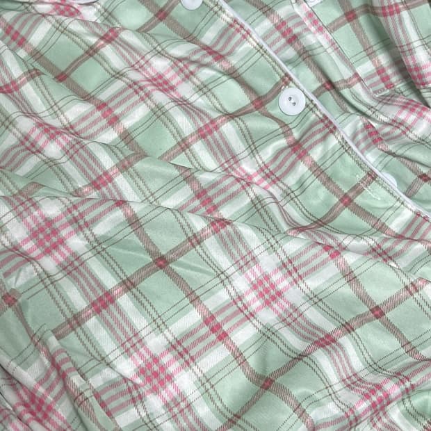 여성 긴팔 체크잠옷