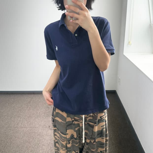 Polo 폴로 화이트 포니 네이비 반팔 카라티