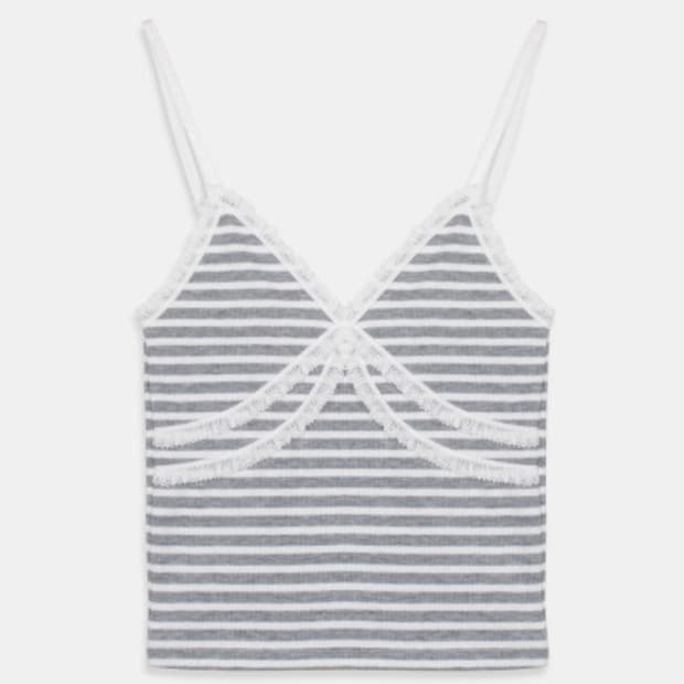 헤더먼트 스트라이프 더블 레이스 캐미솔