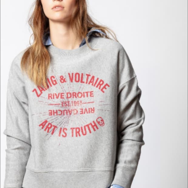 쟈딕앤볼테르 아트 그래픽 크롭 맨투맨 XS사이즈