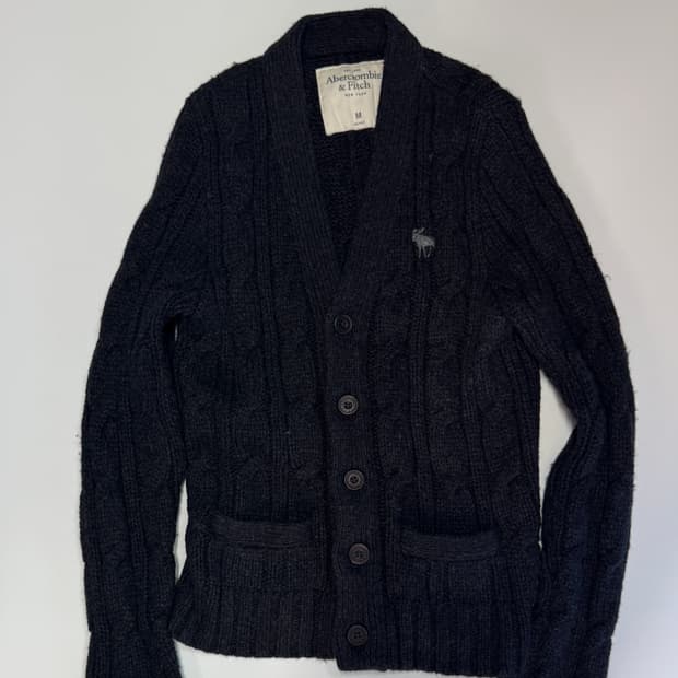 여성 아베크롬비 순록 로고 롱 니트 가디건