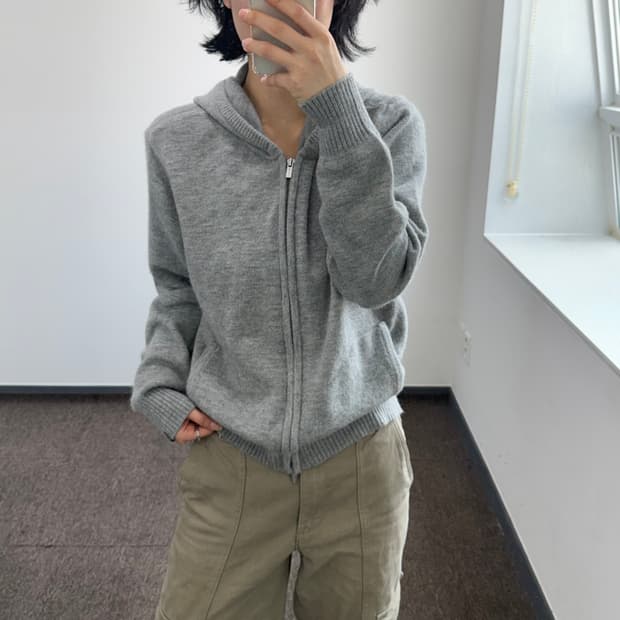 Eddie Bauer 그레이 2-way 니트 후드집업