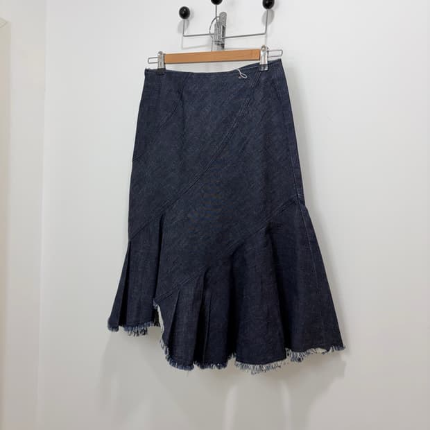 사선 데님 스커트 치마