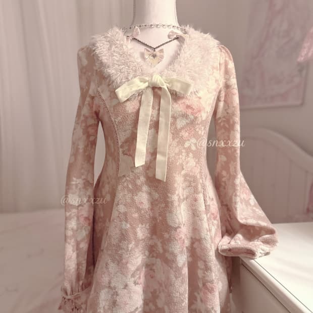 리즈리사 초코브라운 미니원피스 라떼갸루 폭닥 히메카지 플로럴 히메갸루 