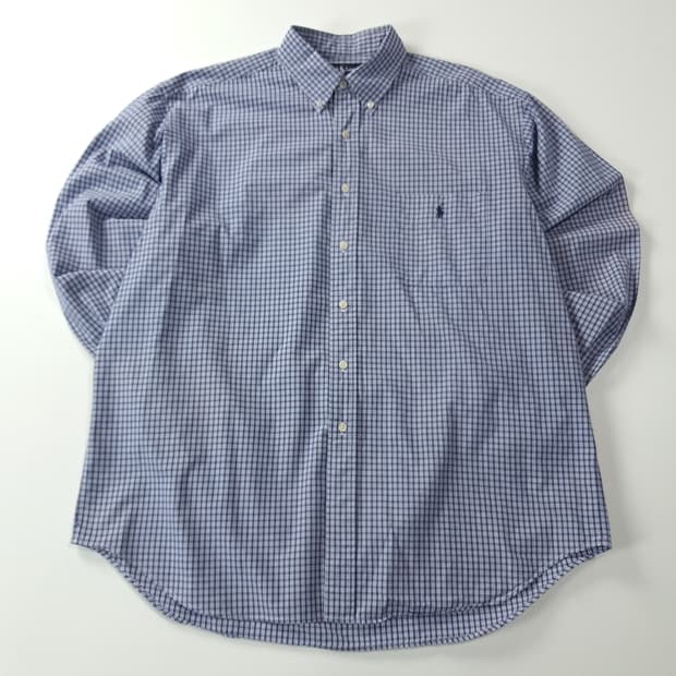CK263 XL 폴로 90s 미국판 블레어 스몰 타탄체크 블루 셔츠 남