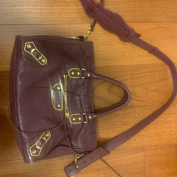 발렌시아가 모터백 버건디 금장