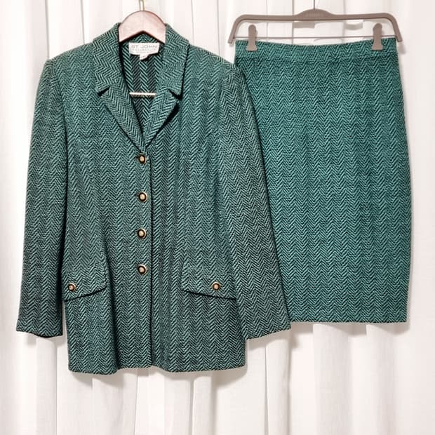 센존 St.John 센죤 투피스 셋업 자켓 치마 울80 (US6)