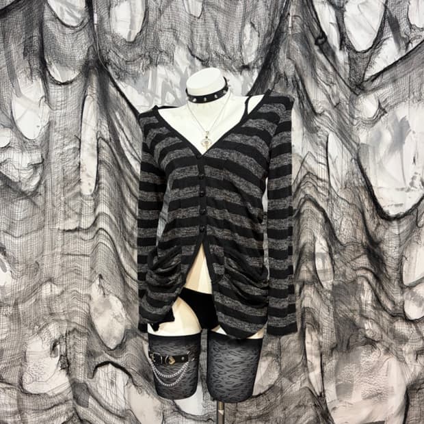 Rockchic stripe pocket Cardigan