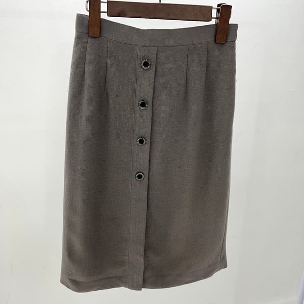 4 Button Mocha Beige Midi Skirt