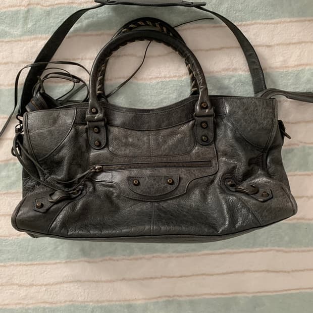 발렌시아가 시티백 라지 다크 그레이