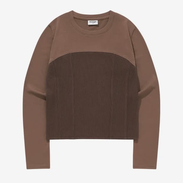 랭글러 우먼즈 슬림 패턴 긴팔티셔츠 브라운