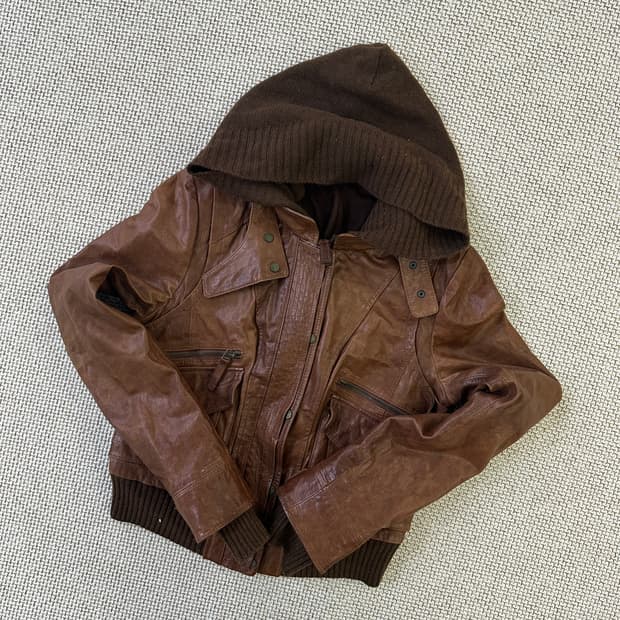 실측확인 양가죽 울 후드 자켓 0428D