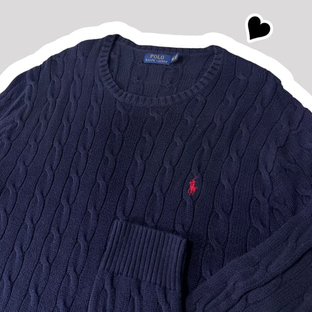 신형 폴로 랄프로렌 네이비 꽈배기 니트