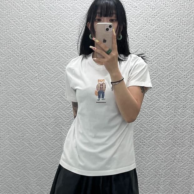 메종 키츠네 빈티지 캐주얼 키치 폭스로고 반팔티 M C13985