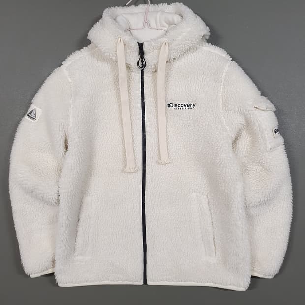 M) 디스커버리 21FW 테크플리스 양털 후드 뽀글이 플리스 자켓 크림