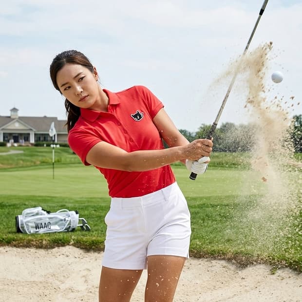 WACC 왁 여성 신품급 반팔 피케 티셔츠 레드 1호(S)