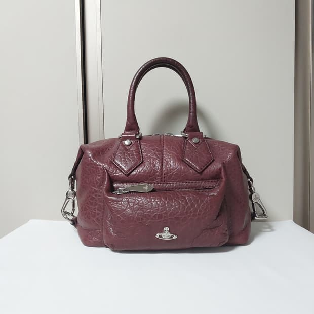 비비안웨스트우드 버건디 레더 토트백 레어템