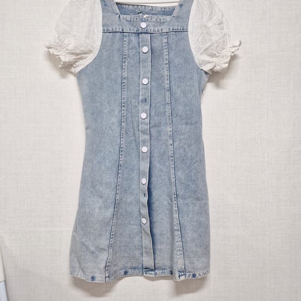 데님 퍼프소매 원피스
