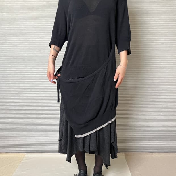 요지야마모토 2way 니트 원피스 yohji 레이어드 