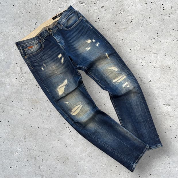 [33] 아르마니 J13 데미지 슬림 워싱 청바지 수입택 C678