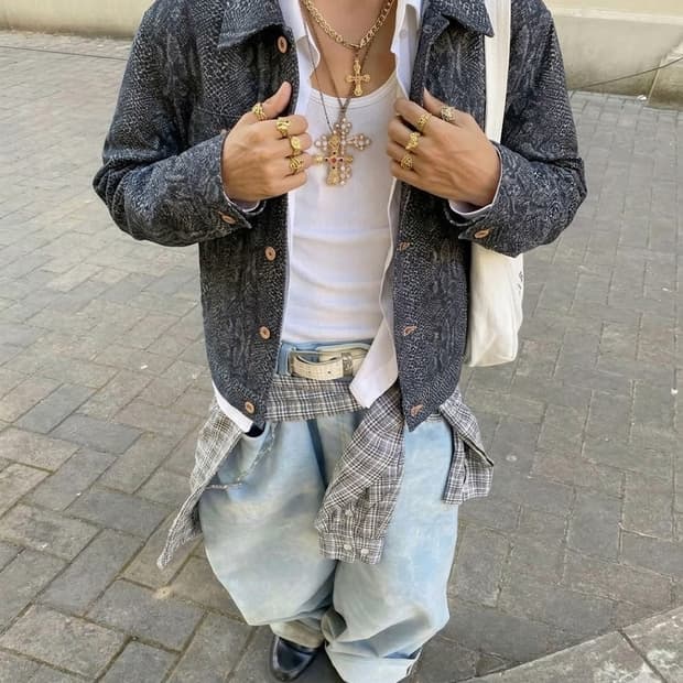 Kozaburo SS23 Snake Jacquard 트러커자켓