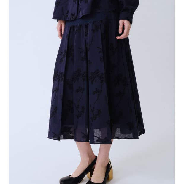포코포스카 JACQUARD YOKE PLEATED SKIRT
