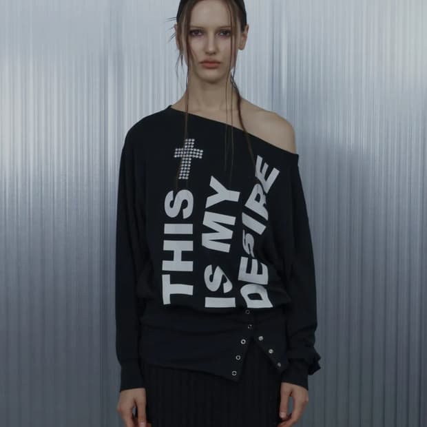 셋업이엑스이 bold lettering loose top black