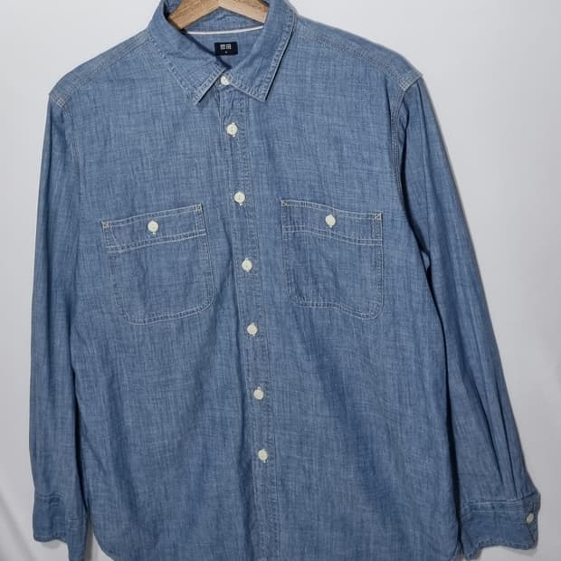 M ) 유니클로 청 남방 셔츠