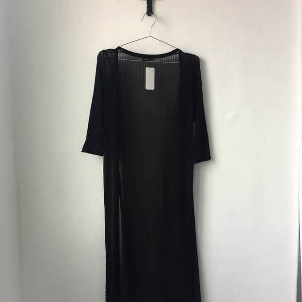 Flare point long open cardigan