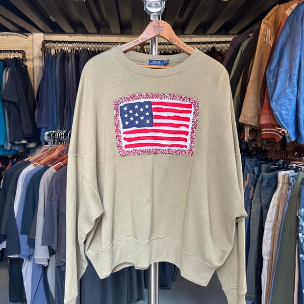 폴로 랄프로렌 드랍숄더 성조기 자수 스웻셔츠