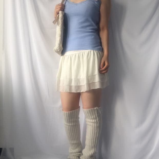 Lace trimming ribbed sleeveless