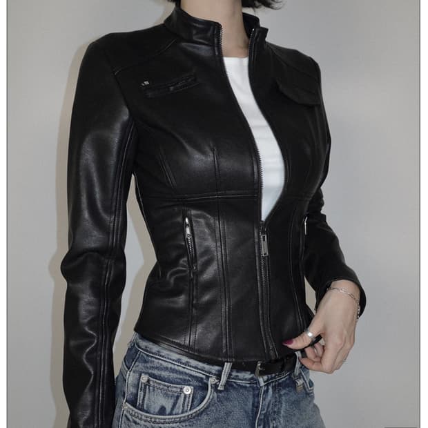 새상품) 페일제이드 슬림 레더 바이커 자켓 블랙 2