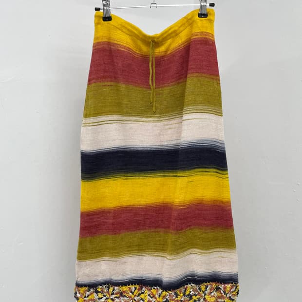 하구미 무지개떡 니트 크로셰 스커트