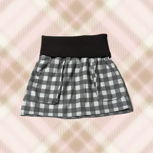브라운 체크 스커트 치마 라떼 히메 갸루 러블리 로걀 모리 와투케 빈티지