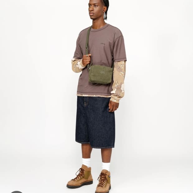 스투시 니들 펀치 사이드 파우치 올리브